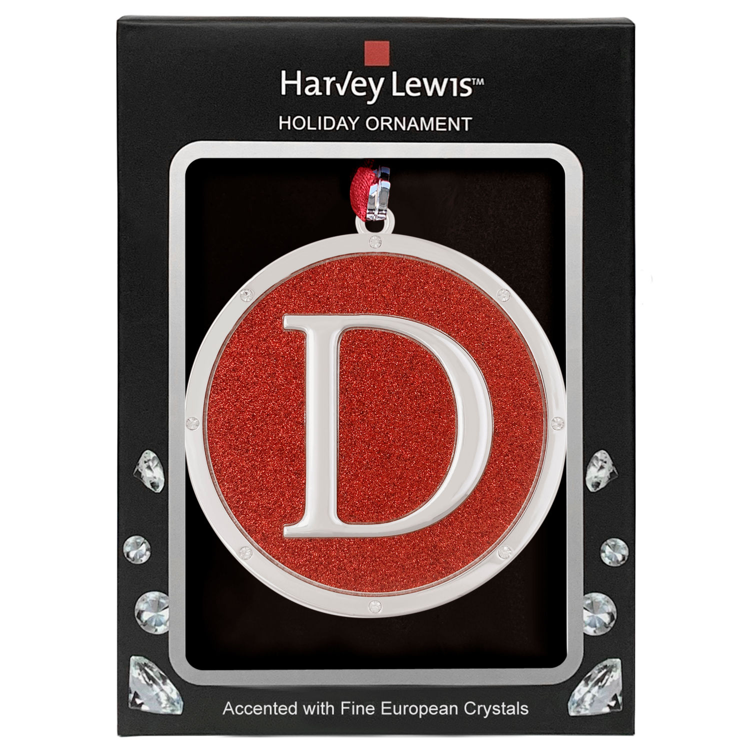 slide 3 of 3, ORNAMENT MONOGRAM D 3inH 2 AST, 3 in