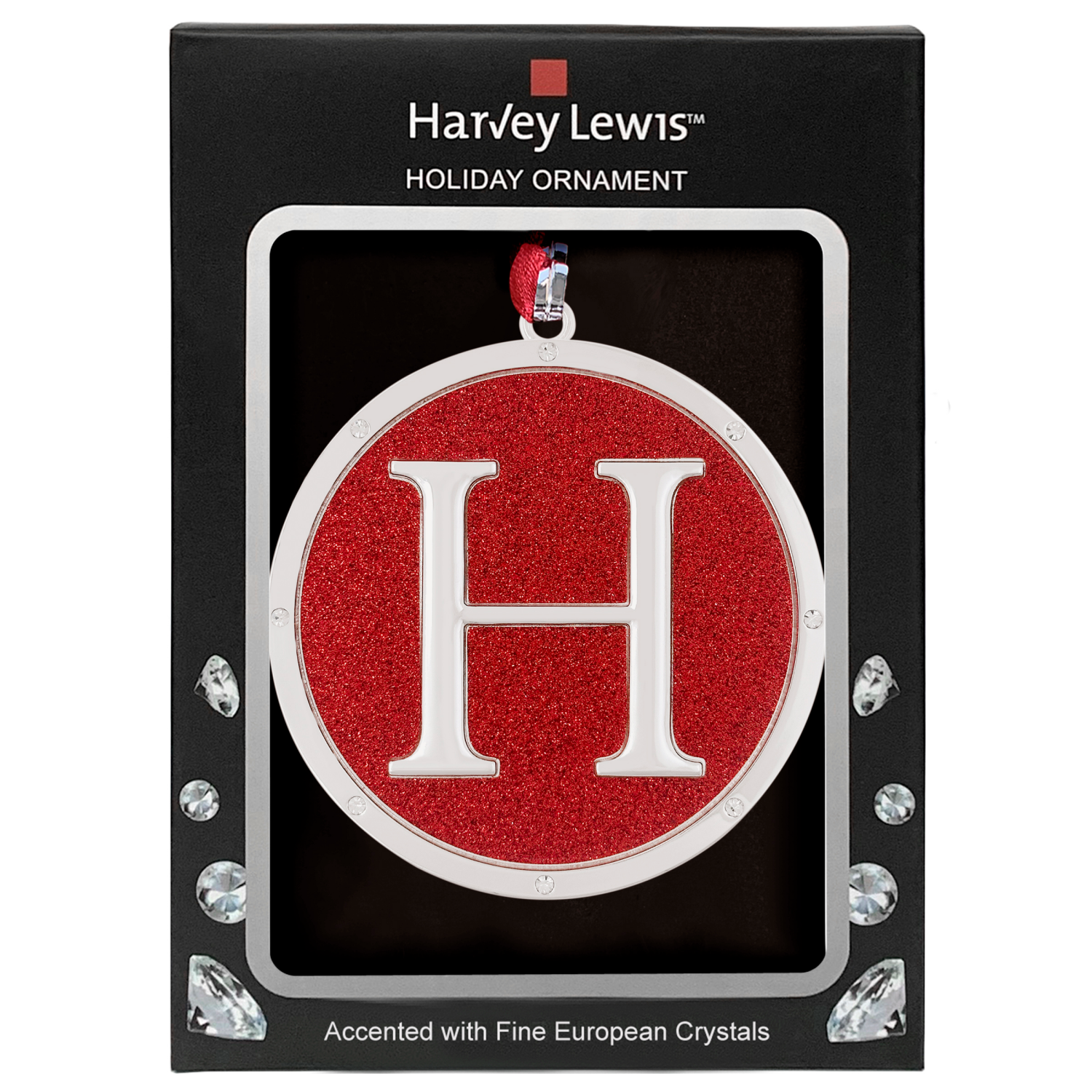 slide 3 of 3, ORNAMENT MONOGRAM H 3inH 2 AST, 3 in