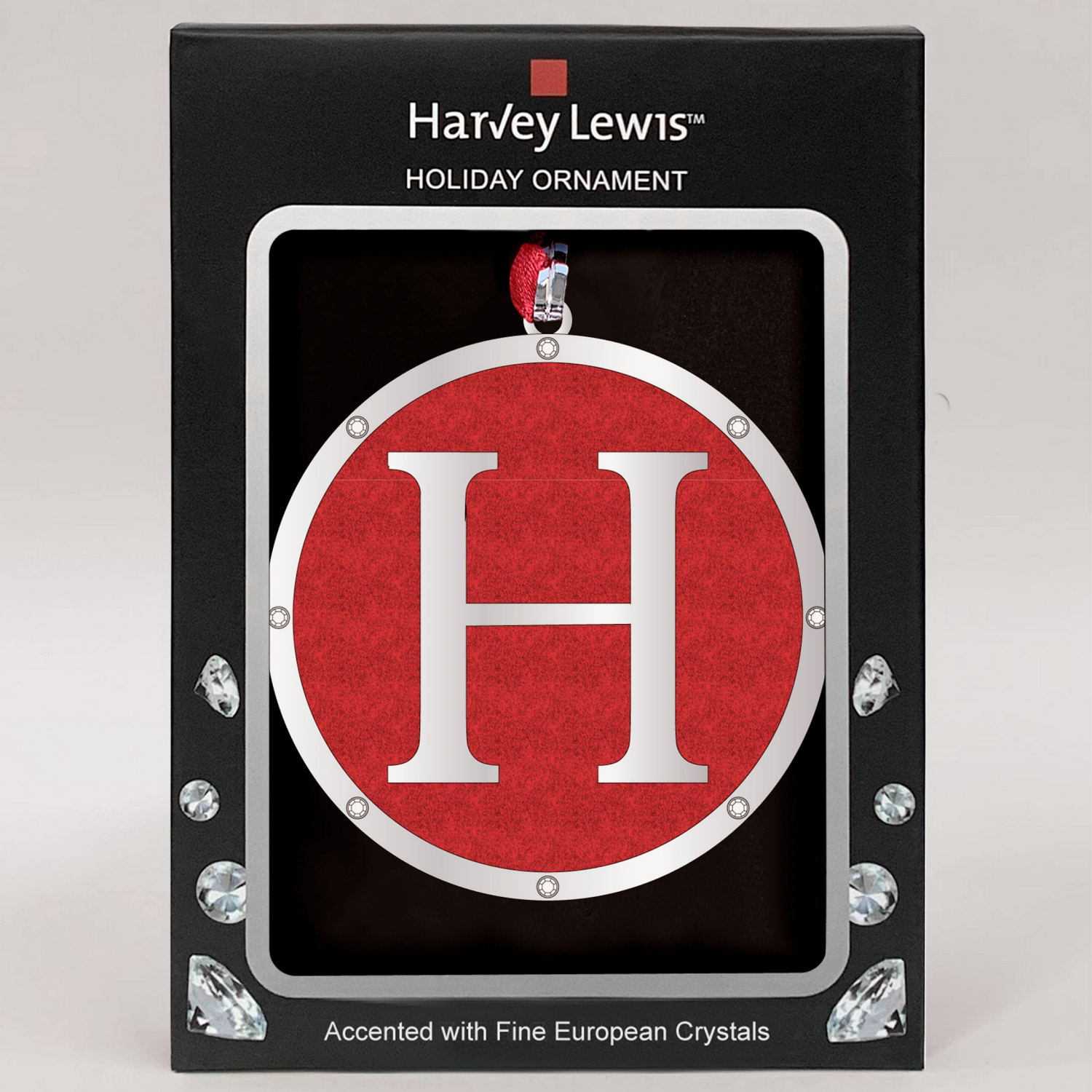 slide 1 of 3, ORNAMENT MONOGRAM H 3inH 2 AST, 3 in