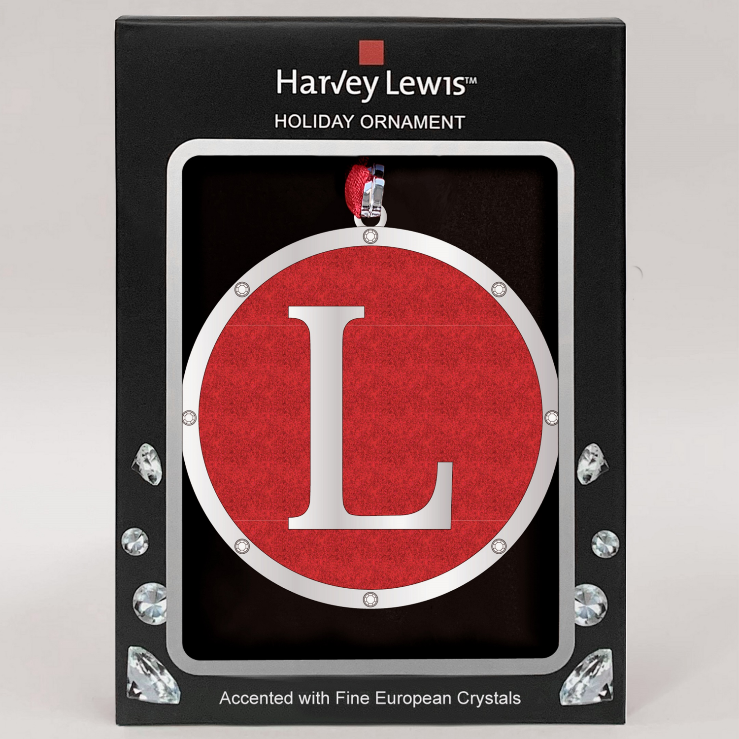 slide 1 of 3, ORNAMENT MONOGRAM L 3inH 2 AST, 3 in