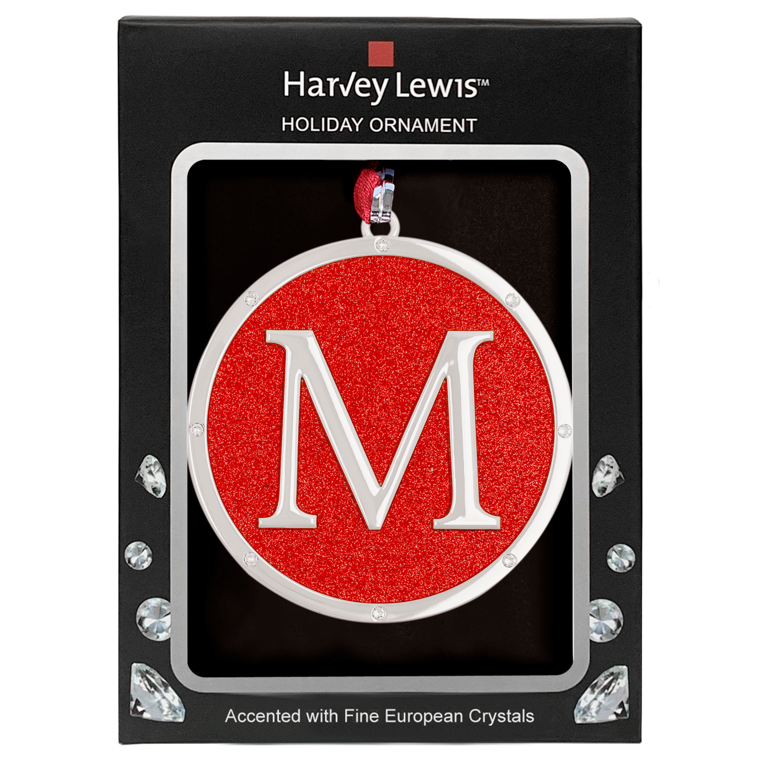 slide 3 of 3, ORNAMENT MONOGRAM M 3inH 2 AST, 3 in