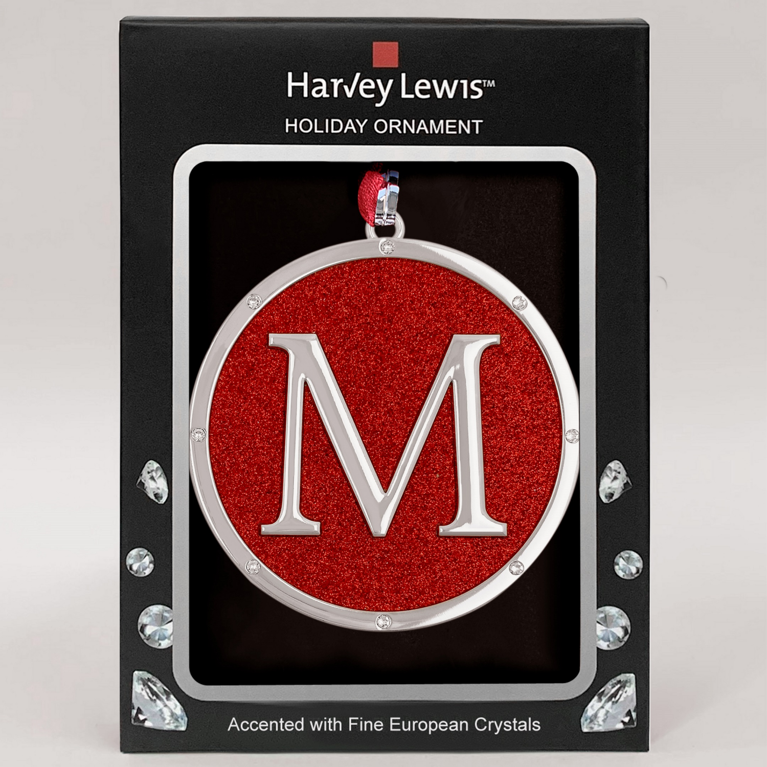 slide 1 of 3, ORNAMENT MONOGRAM M 3inH 2 AST, 3 in