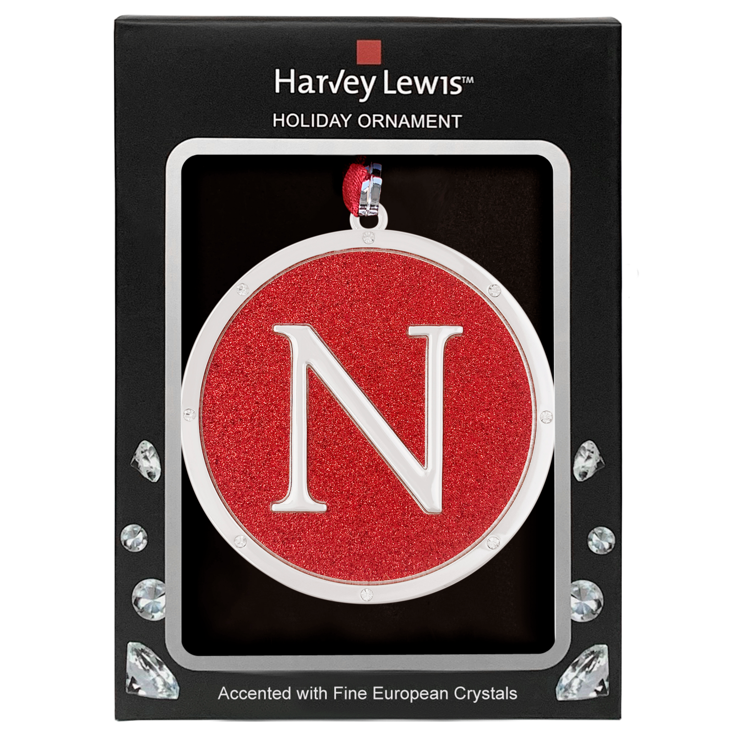 slide 3 of 3, ORNAMENT MONOGRAM N 3inH 2 AST, 3 in