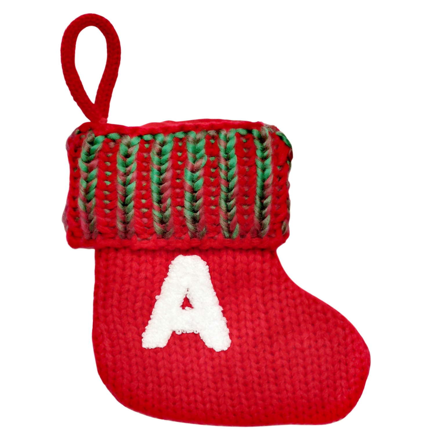 slide 2 of 8, Stocking Knitted With Mono Emb 8In, 8 in