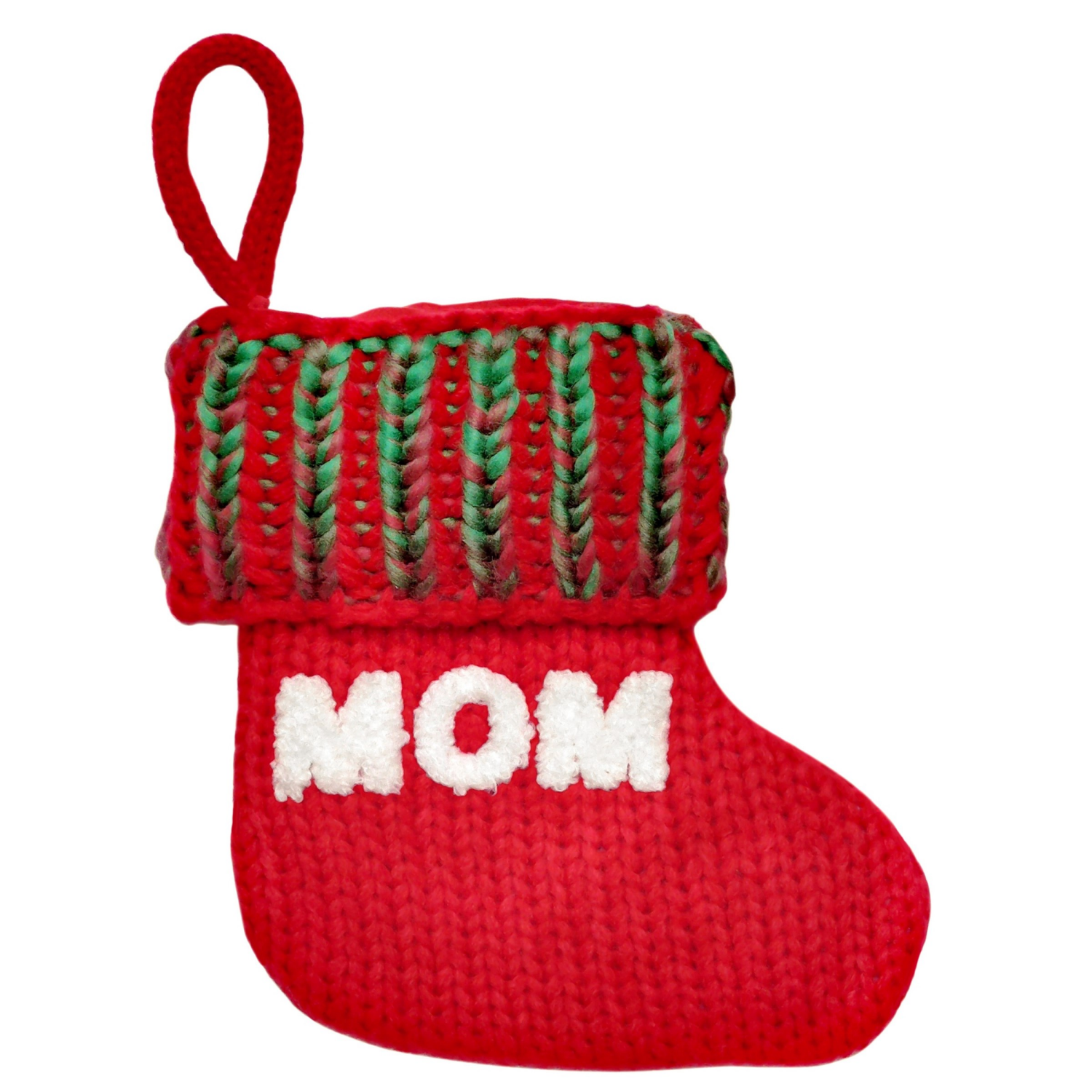 slide 3 of 8, Stocking Knitted With Mono Emb 8In, 8 in