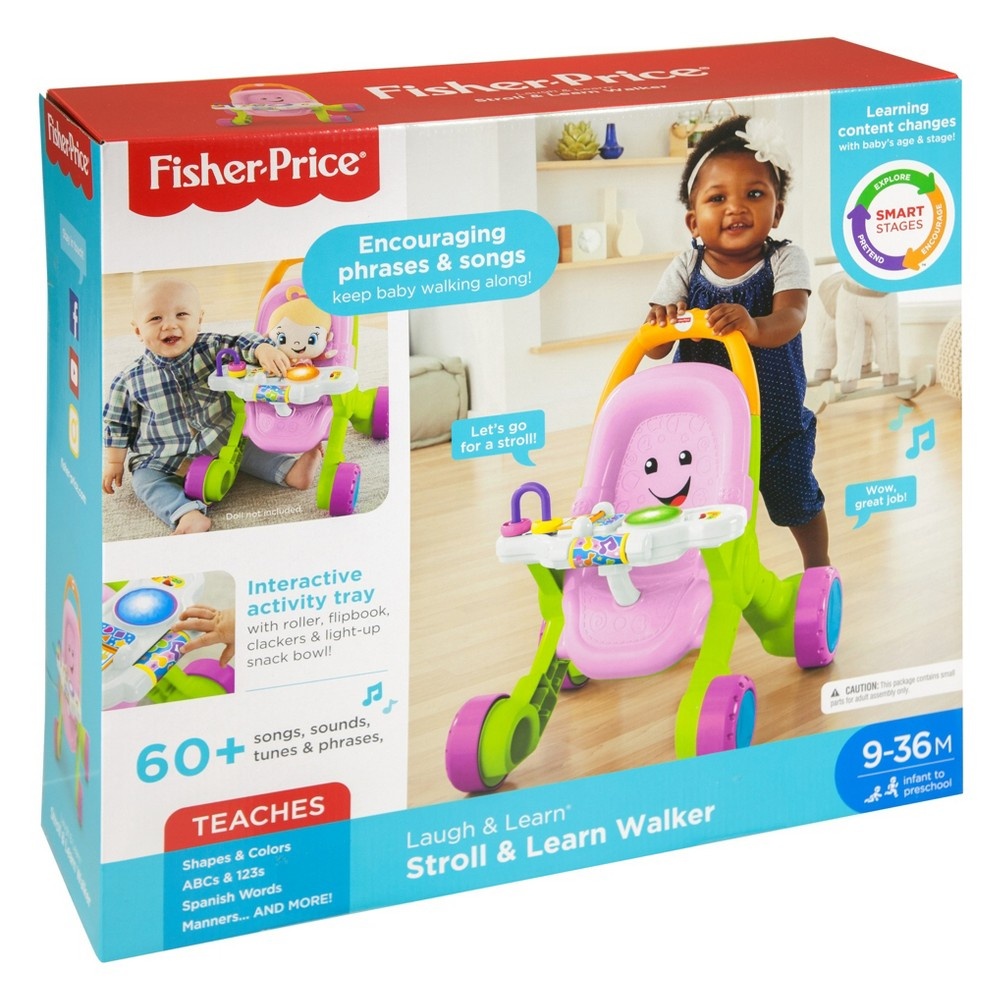 slide 4 of 10, Fisher-Price Stroll & Learn Walker - Pink, 1 ct