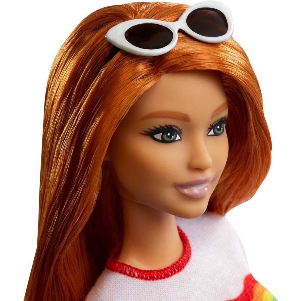 slide 3 of 9, Barbie Fashionistas Doll #122 Red Hair with Rainbow Tee, 1 ct