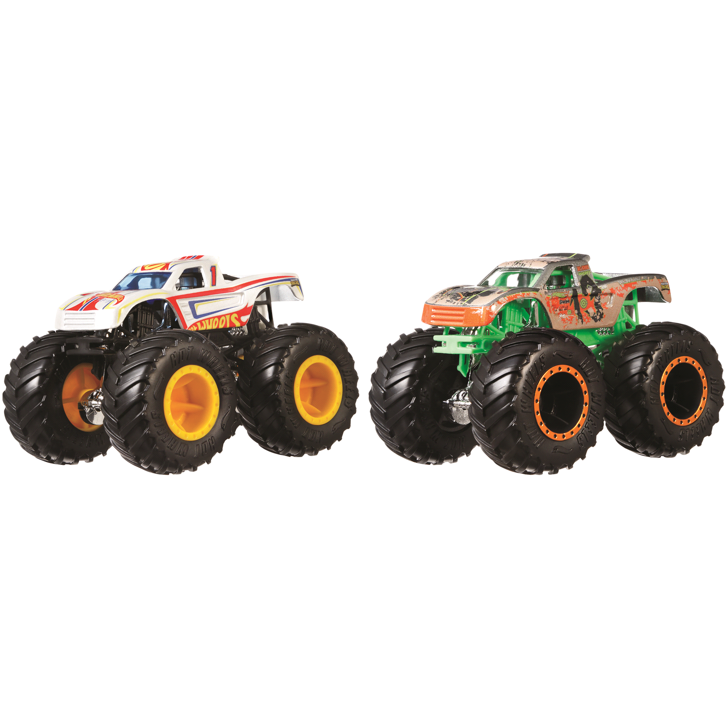 slide 1 of 2, Hot Wheels Monster Trucks 1:64 Demo Doubles Assortment, 2 ct