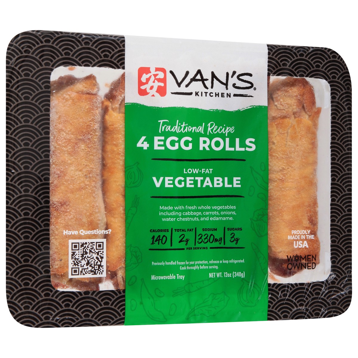 slide 2 of 9, Van's Vans Vegetable Egg Rolls 4Ct, 13.75 oz
