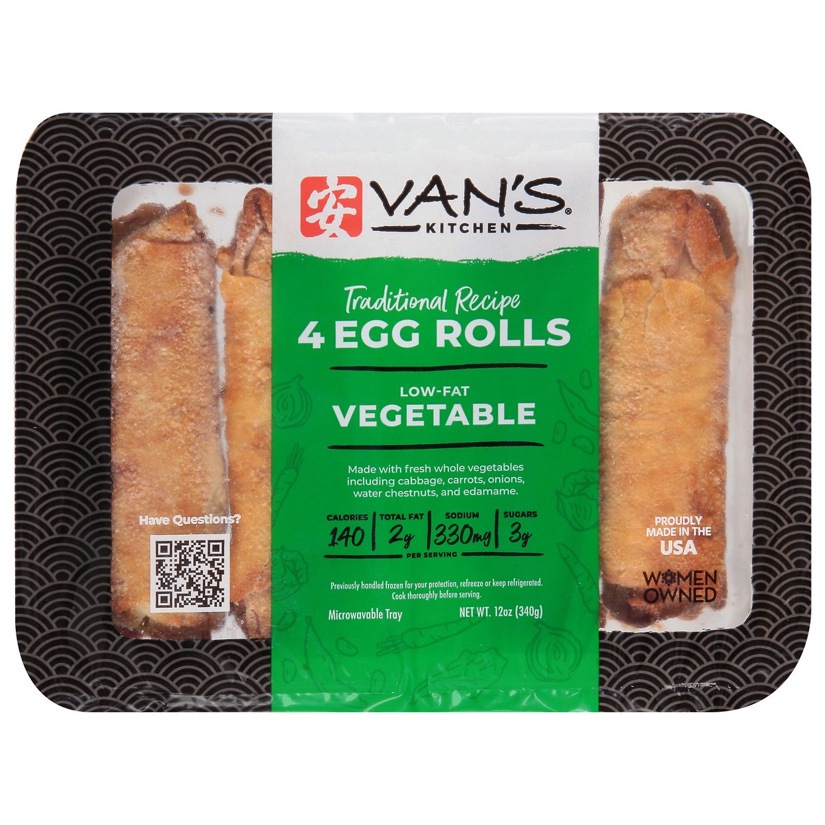 slide 1 of 9, Van's Vans Vegetable Egg Rolls 4Ct, 13.75 oz