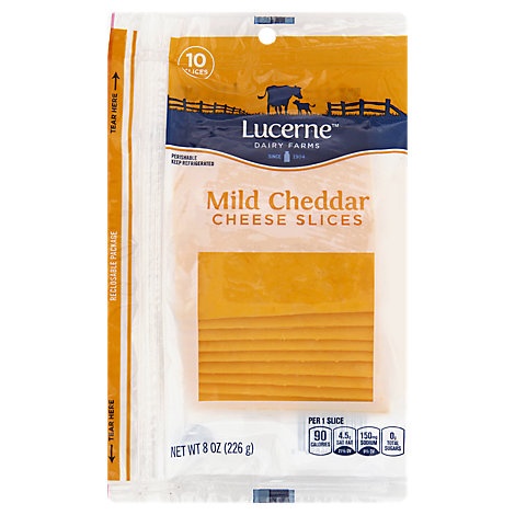 slide 1 of 1, Lucerne Cheese Slices Mild Cheddar, 10 ct