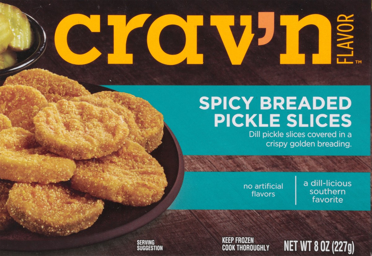 slide 7 of 11, Crav'n Flavor Spicy Breaded Pickle Slices, 8 oz