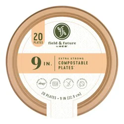 Field & Future by H-E-B Extra Strong Compostable Paper Plates, 9 in