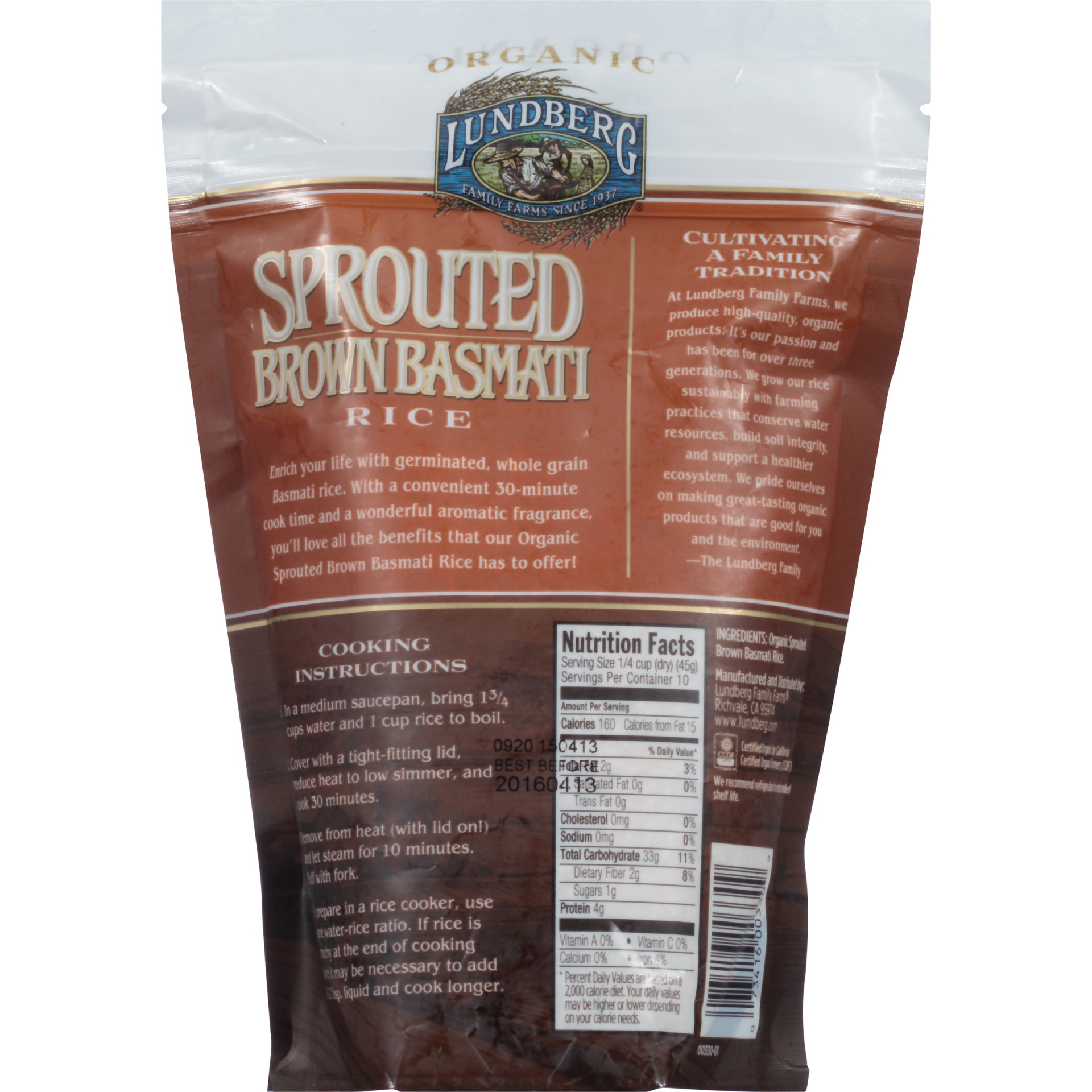 Lundberg Sprouted Brown Basmati Rice 16 oz Shipt