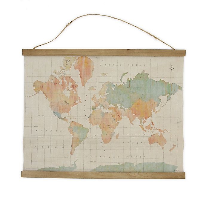 slide 1 of 1, Global Caravan Hanging Map Banner - Bronze, 21.5 in x 17 in