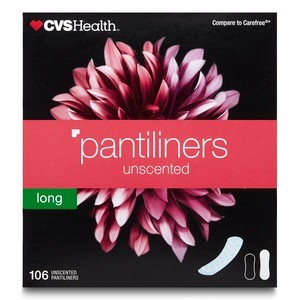 slide 1 of 1, CVS Health Pantiliners Long Unscented, 106 ct
