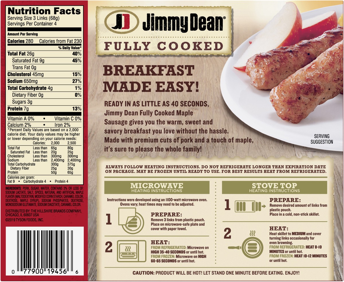 slide 4 of 11, Jimmy Dean Pork Sausages, 9.6 oz