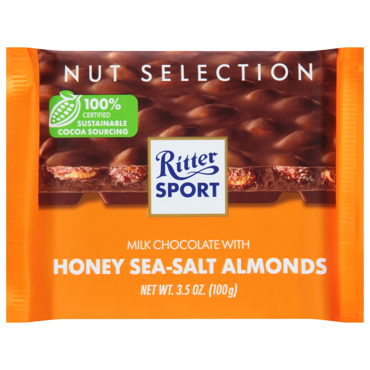 slide 1 of 9, Ritter Sport Milk Chocolate with Honey Sea-Salt Almonds 3.5 oz, 3.5 oz