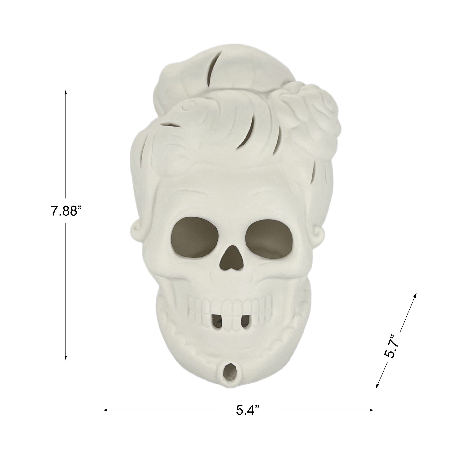 slide 2 of 8, 8" Diy Ceramic Led Fancy Updo Skull Decor By Make Market, 5.4 in x 5.7 in x 7.88 in