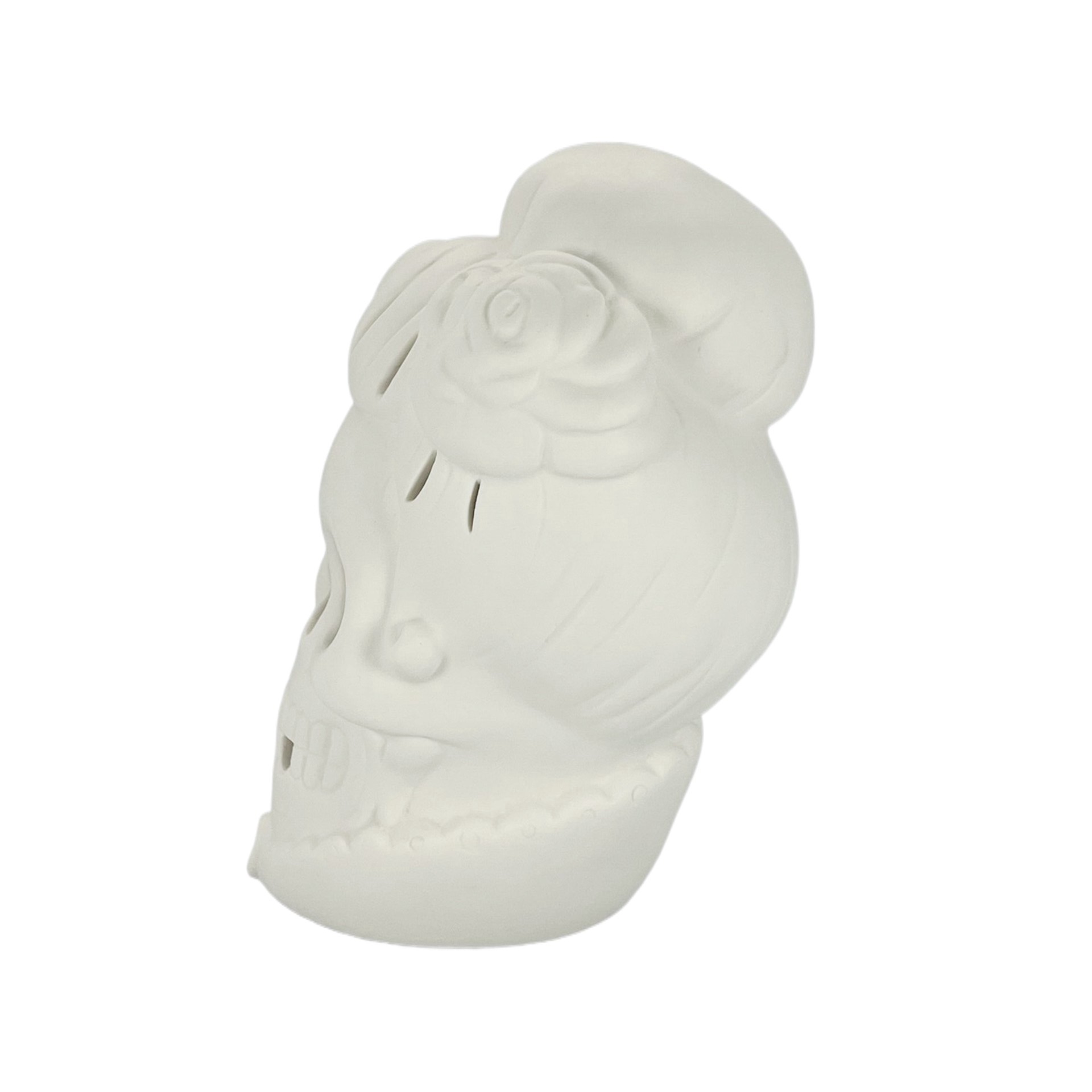 slide 3 of 8, 8" Diy Ceramic Led Fancy Updo Skull Decor By Make Market, 5.4 in x 5.7 in x 7.88 in