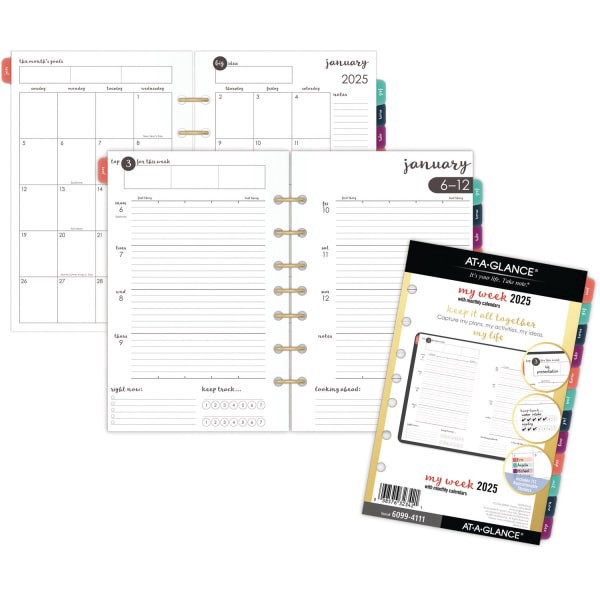 slide 3 of 4, 2025 At-A-Glance Harmony Weekly/Monthly Planner Refill, Desk Size, 5-1/2"" X 8-1/2"", January To December, 1 ct