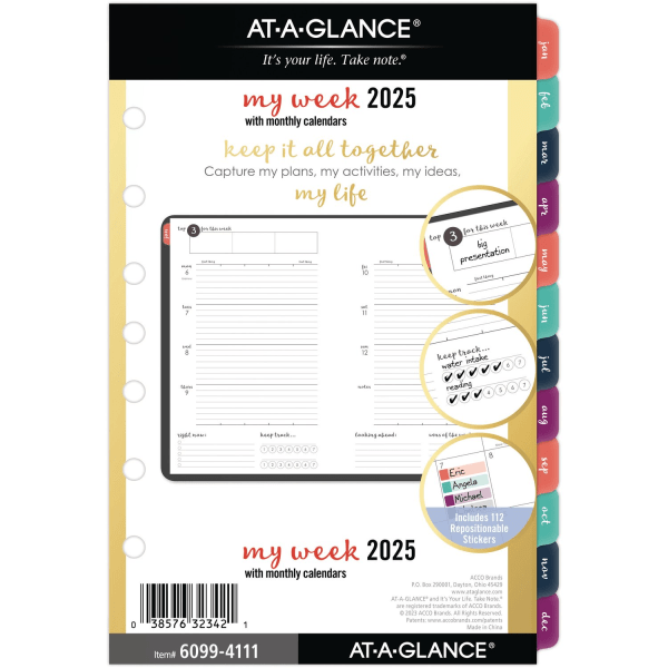 slide 1 of 4, 2025 At-A-Glance Harmony Weekly/Monthly Planner Refill, Desk Size, 5-1/2"" X 8-1/2"", January To December, 1 ct