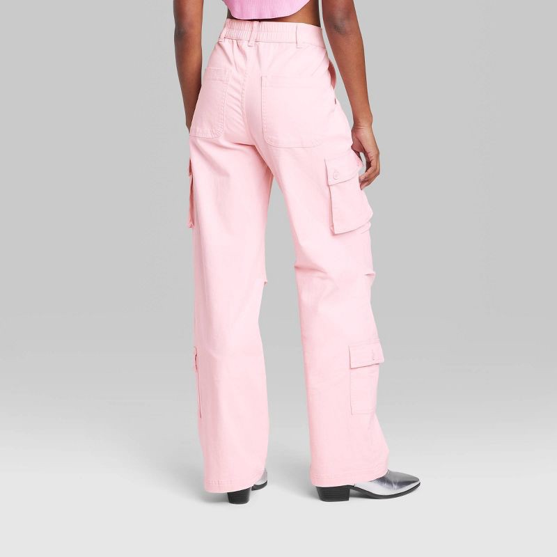 Women's High-Rise Cargo Utility Pants - Wild Fable Light Pink L 1 ct