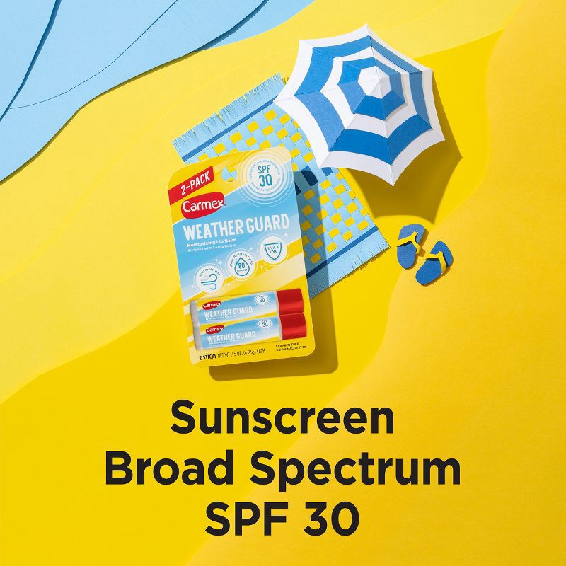 slide 2 of 8, Carmex Weather Guard Broad Spectrum SPF 30 Original Flavor Lip Balm - 0.03oz/2pk, 0.03 oz, 2 ct
