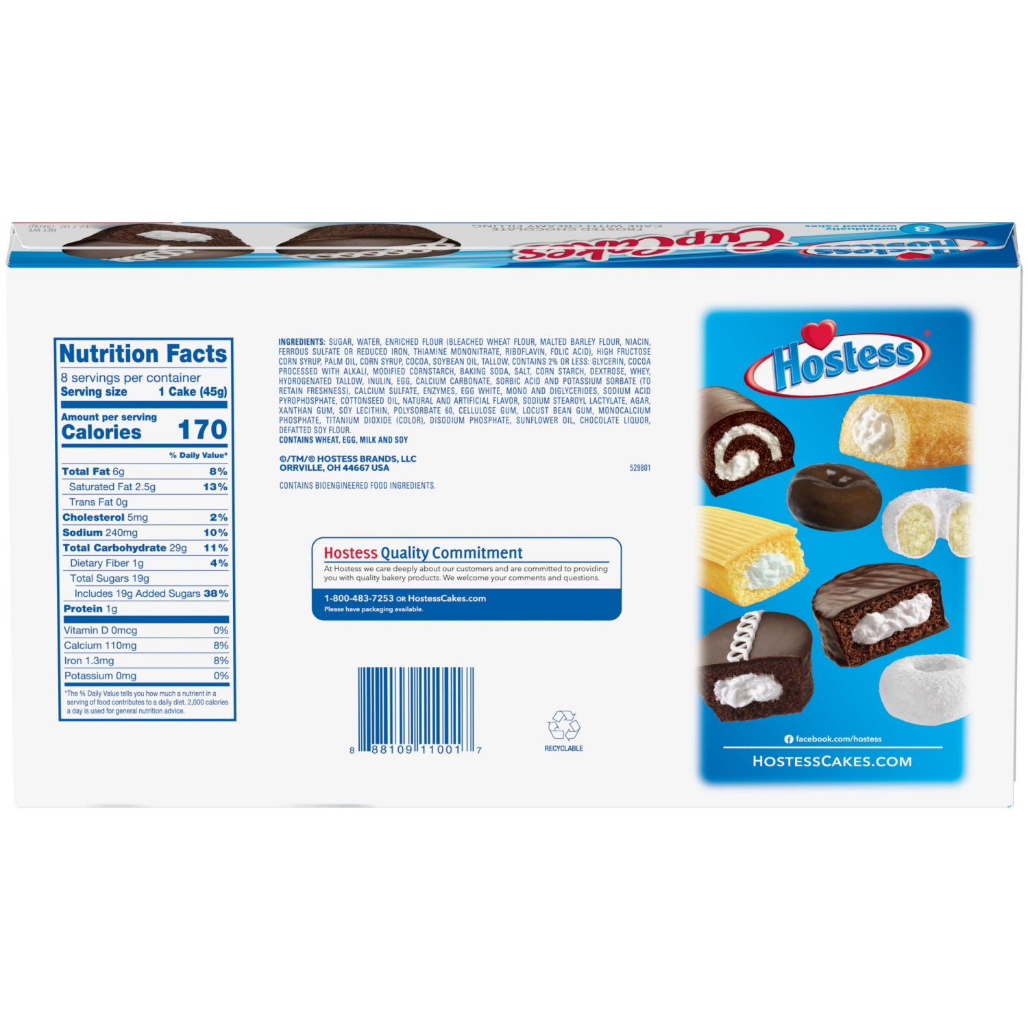 slide 2 of 8, Hostess Cupcakes, Chocolate Snack Cakes, 12.7 Oz. Box (8 Ct.), 8 ct
