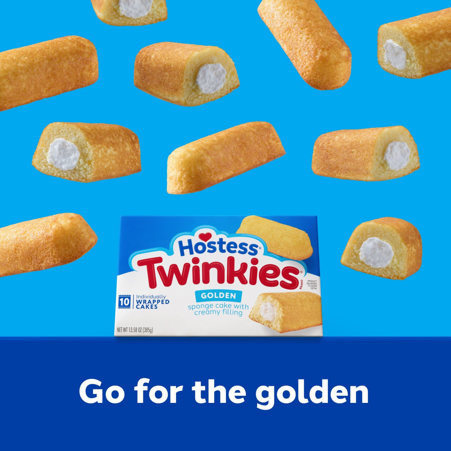 slide 7 of 8, Hostess Twinkies Snack Cakes, Golden Sponge Cake with Crème Filling, 13.58 Oz. Box (10 Ct.), 10 ct