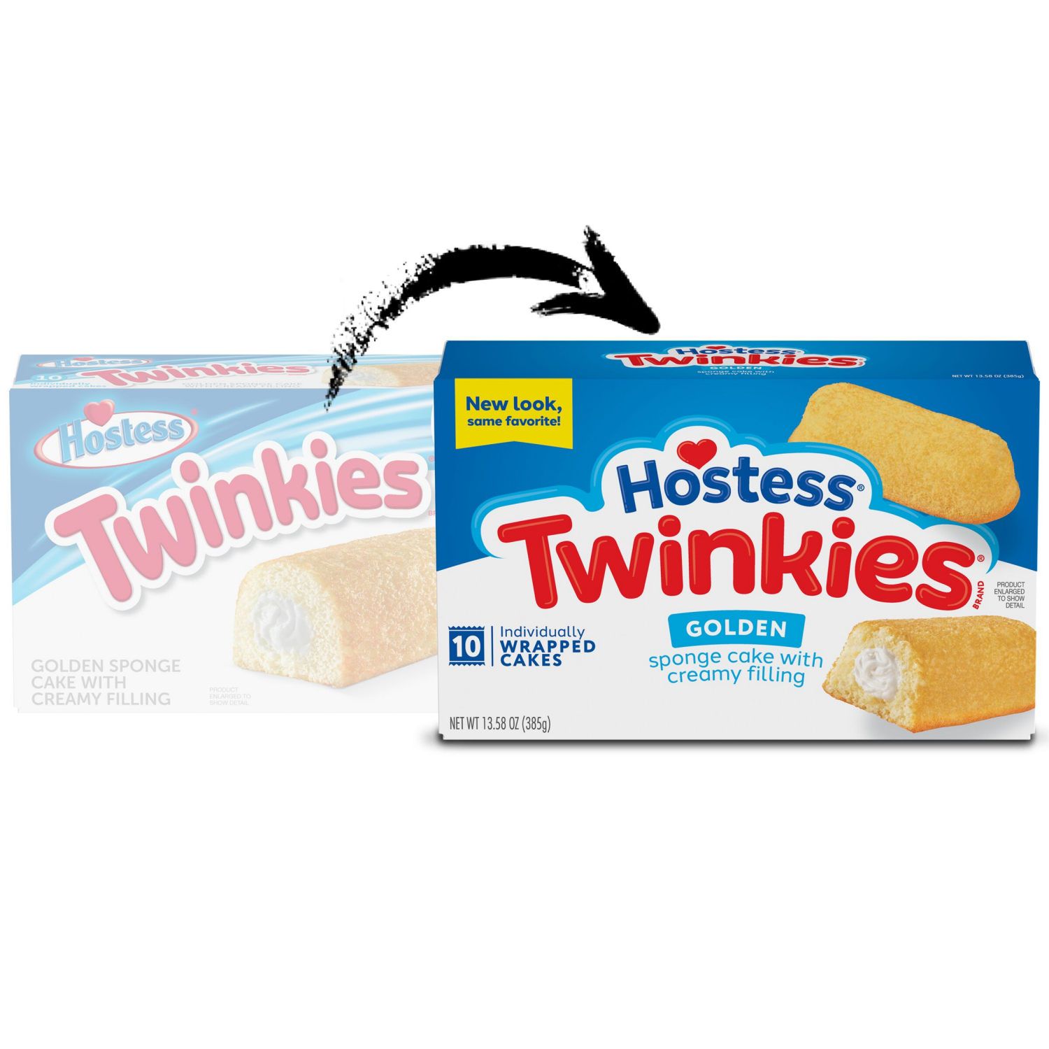 slide 8 of 8, Hostess Twinkies Snack Cakes, Golden Sponge Cake with Crème Filling, 13.58 Oz. Box (10 Ct.), 10 ct