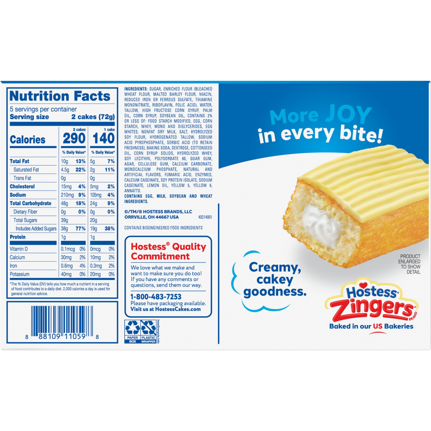 slide 2 of 8, Hostess Zingers Snack Cakes, Artificially Flavored Iced Vanilla Cake, 12.7 Oz. Box (10 Ct.), 10 ct