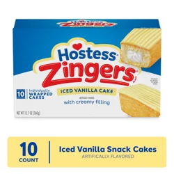 Hostess Zingers Snack Cakes, Artificially Flavored Iced Vanilla Cake, 12.7 Oz. Box (10 Ct.)