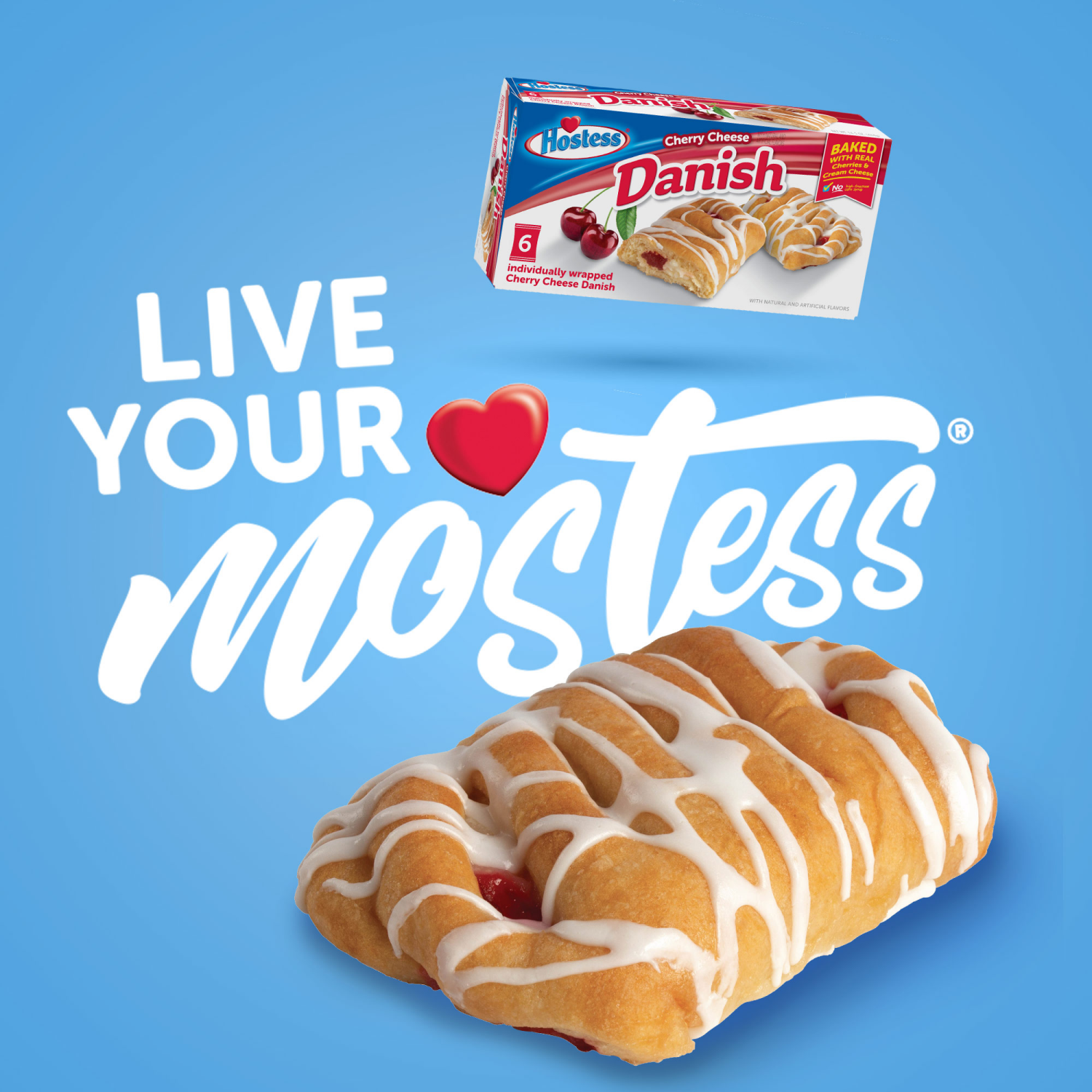 slide 7 of 8, Hostess Danish Pastries, Cherry Cheese Artificially Flavored Filling, 16.5 Oz. Box (6 Snacks), 6 ct