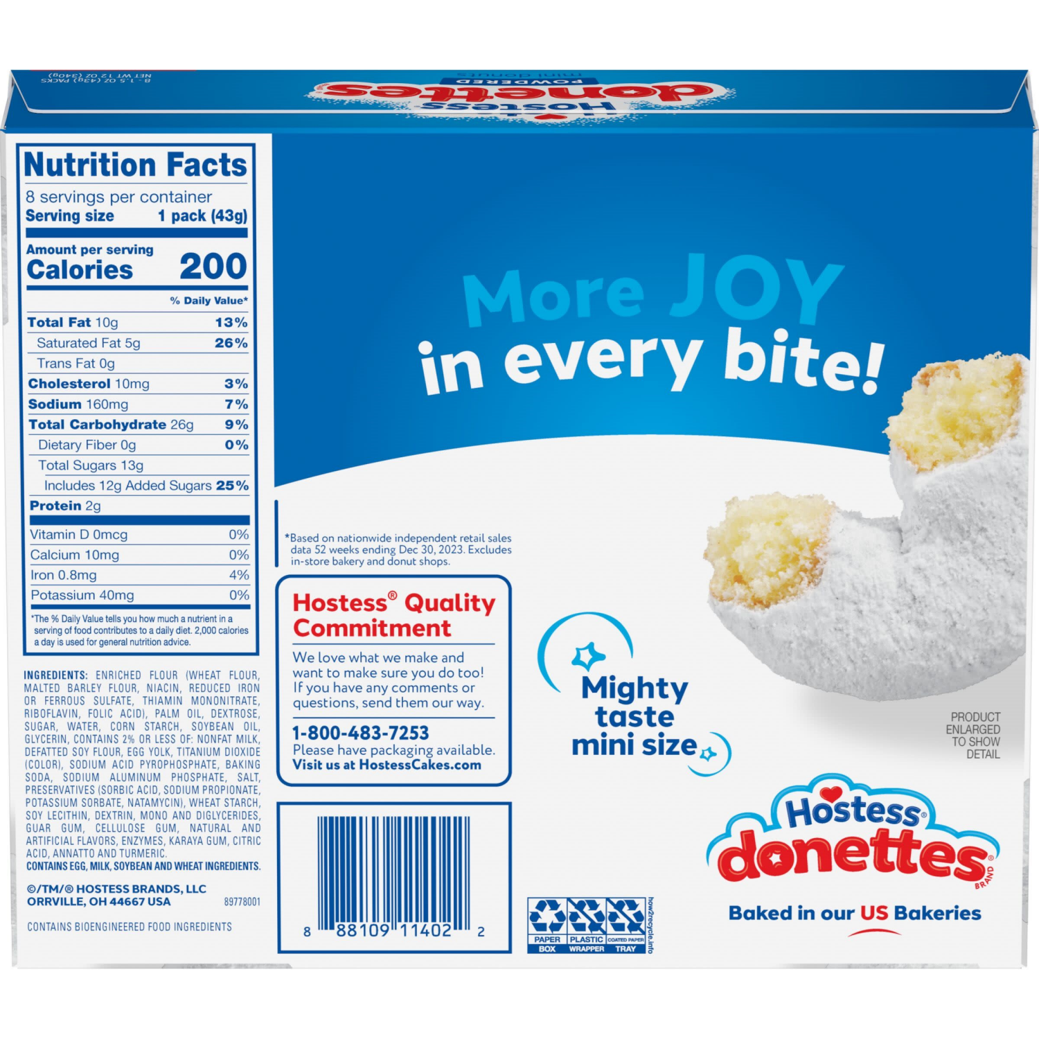 slide 2 of 8, Hostess Snack Pack Powdered Donettes Donuts, 8 ct