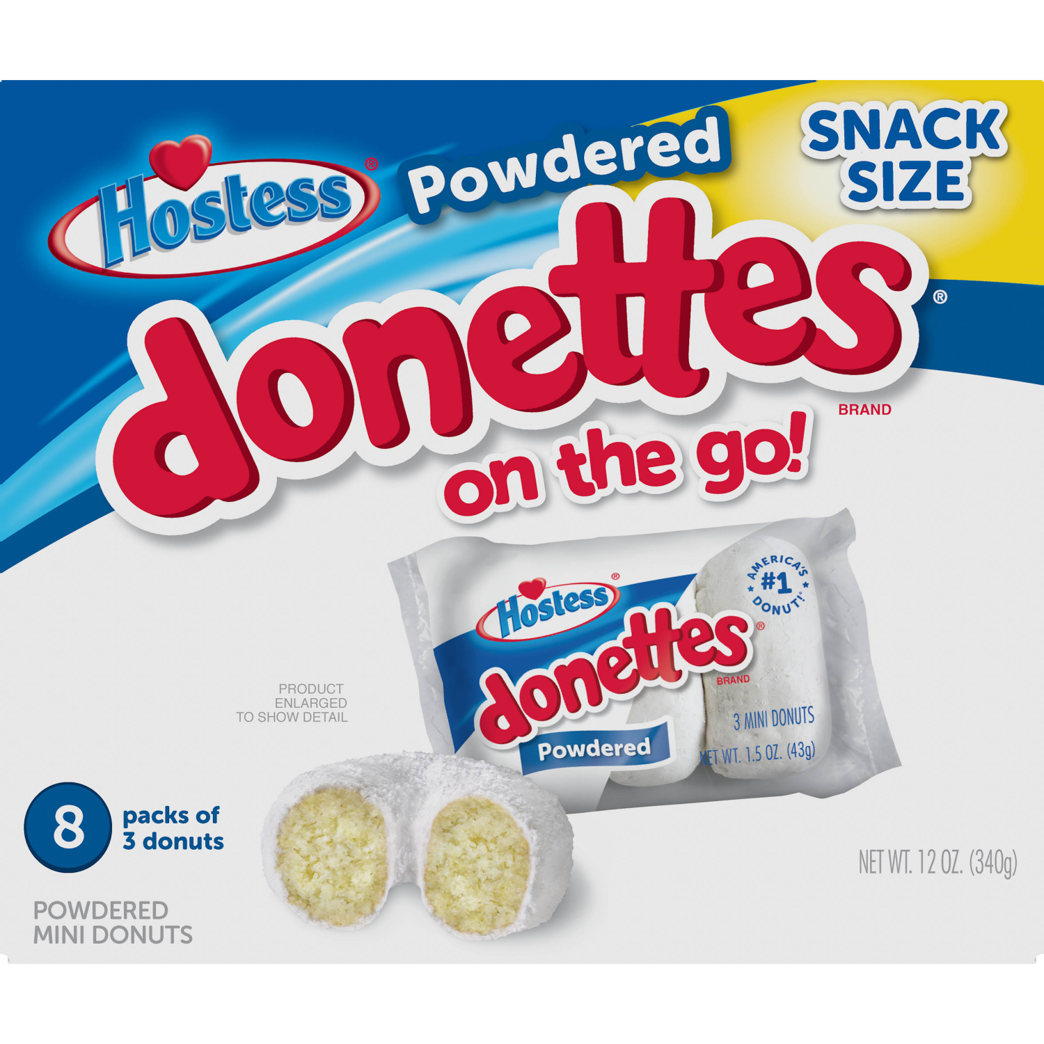 slide 1 of 8, Hostess Snack Pack Powdered Donettes Donuts, 8 ct