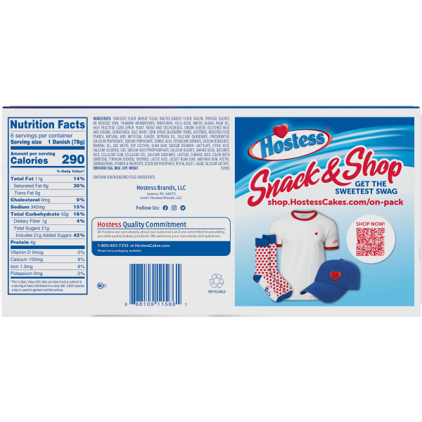 slide 4 of 4, HOSTESS Blueberry Cheese Danish 6 Count 16.5oz, 6 ct