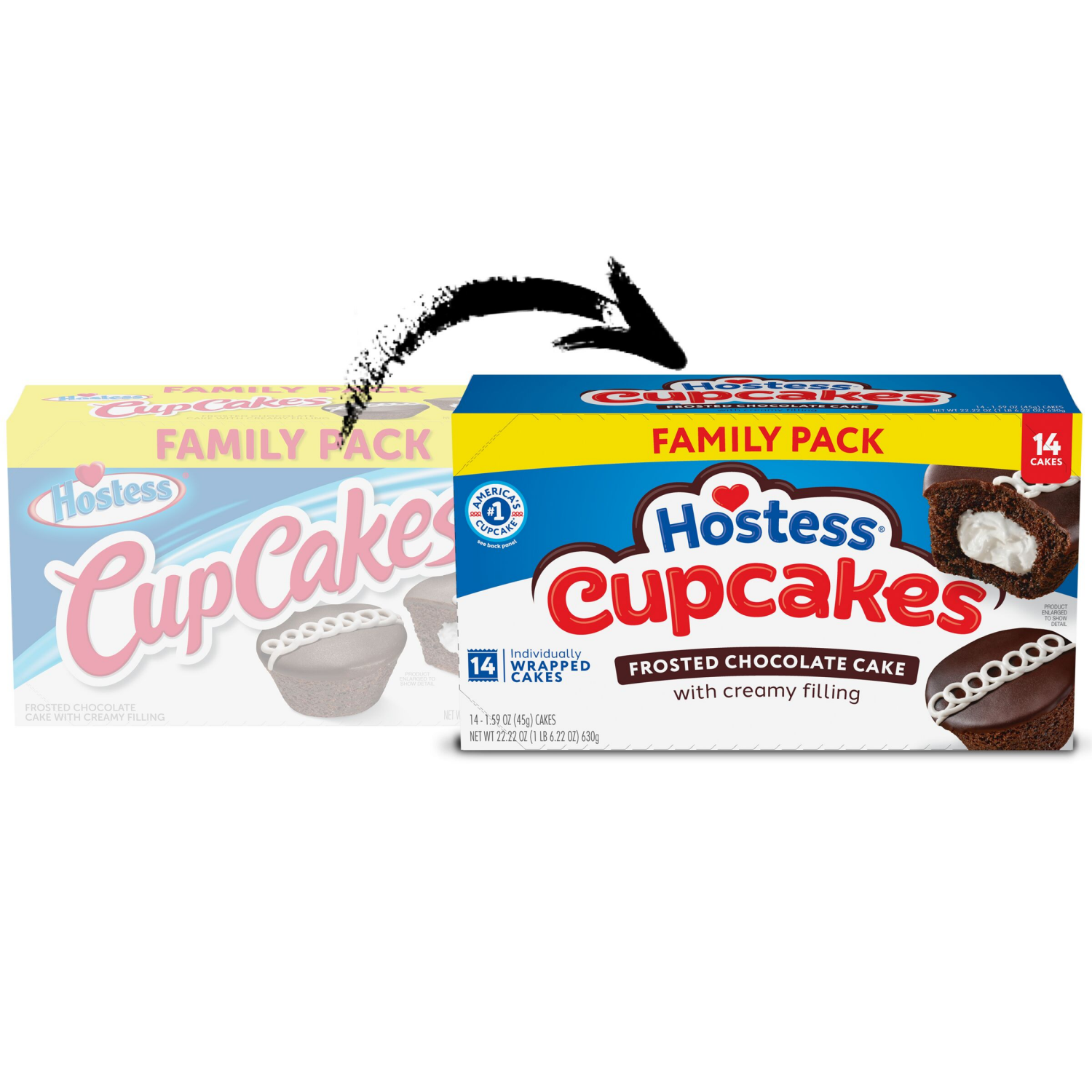 slide 2 of 7, HOSTESS Chocolate Cupcakes, Creamy Filling, Chocolate Snack Cakes, Family Pack - 14 Count / 22.22 oz, 14 ct