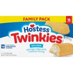 Hostess Twinkies Snack Cakes, Golden Sponge Cake with Crème Filling, 21.73 Oz. Box (16 Count)