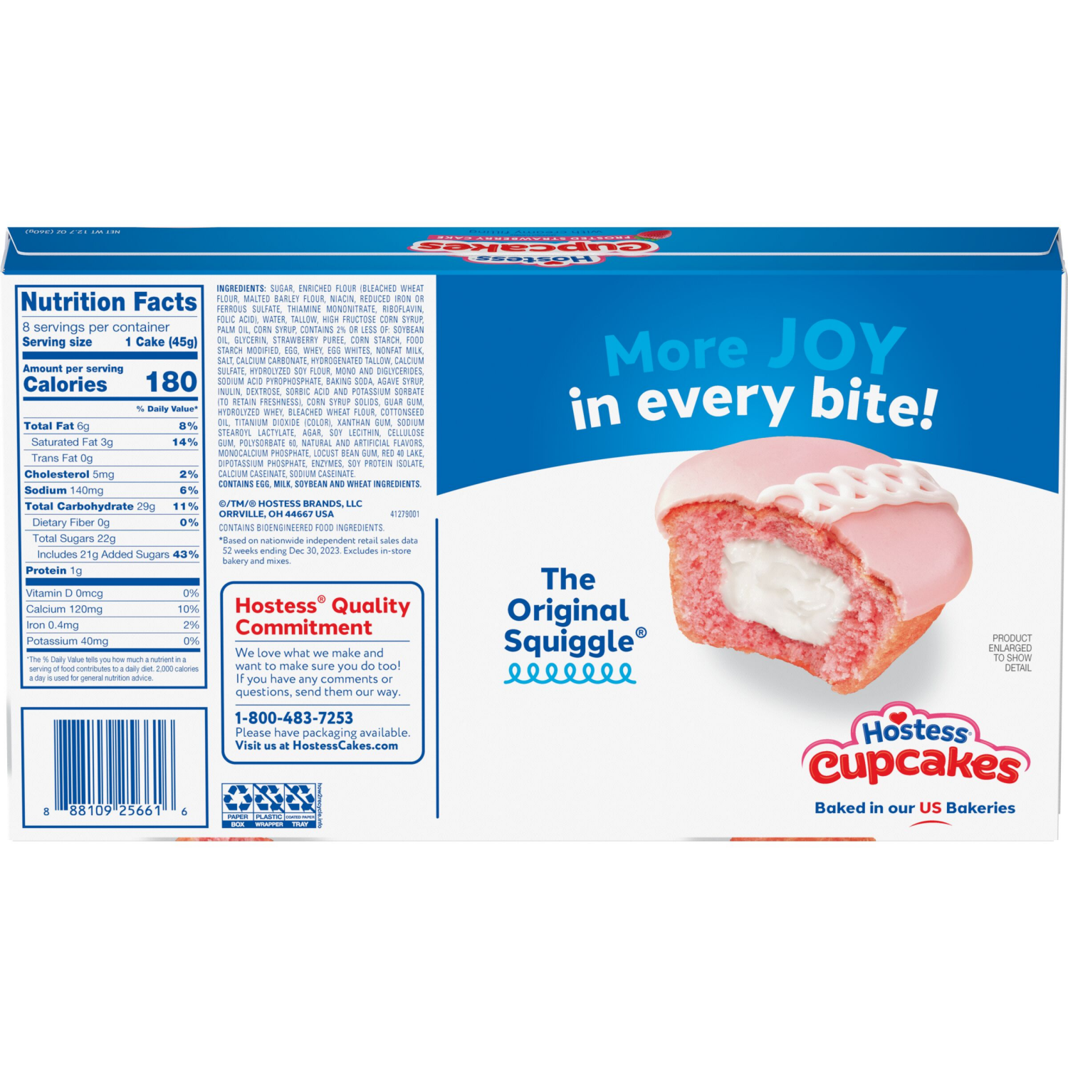 slide 6 of 7, Hostess Cupcakes, Artificially Flavored Strawberry Snack Cakes, 12.7 Oz. Box (8 Ct.), 8 ct