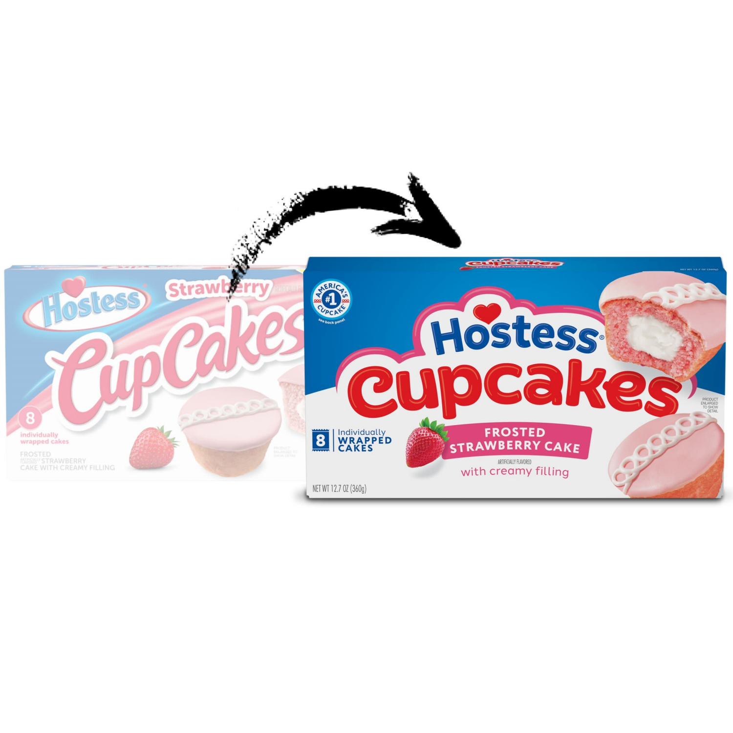 slide 4 of 7, Hostess Cupcakes, Artificially Flavored Strawberry Snack Cakes, 12.7 Oz. Box (8 Ct.), 8 ct