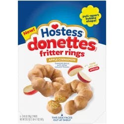 Hostess Donettes Fritter Rings Apple Cinnamon Flavored Donuts with Other Natural Flavors, 10.36 Oz. Box (6 Ct.)
