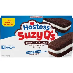 Hostess Suzy Q’s Chocolate Snack Cakes with Creamy Filling, 13 Oz. Box (5 Count) Multipack