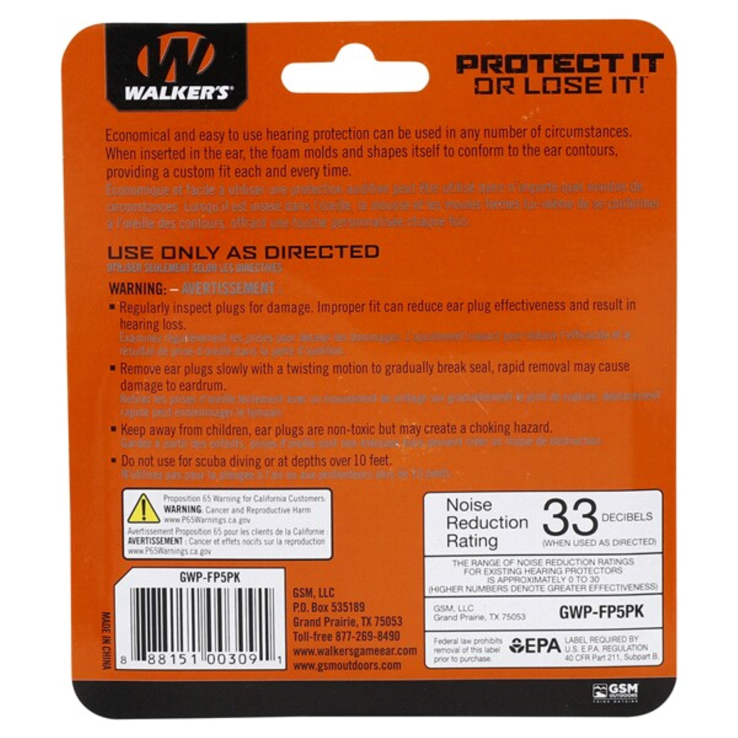 slide 2 of 2, Walker's Disposable Foam Ear Plugs, 5 Pair, 1 ct