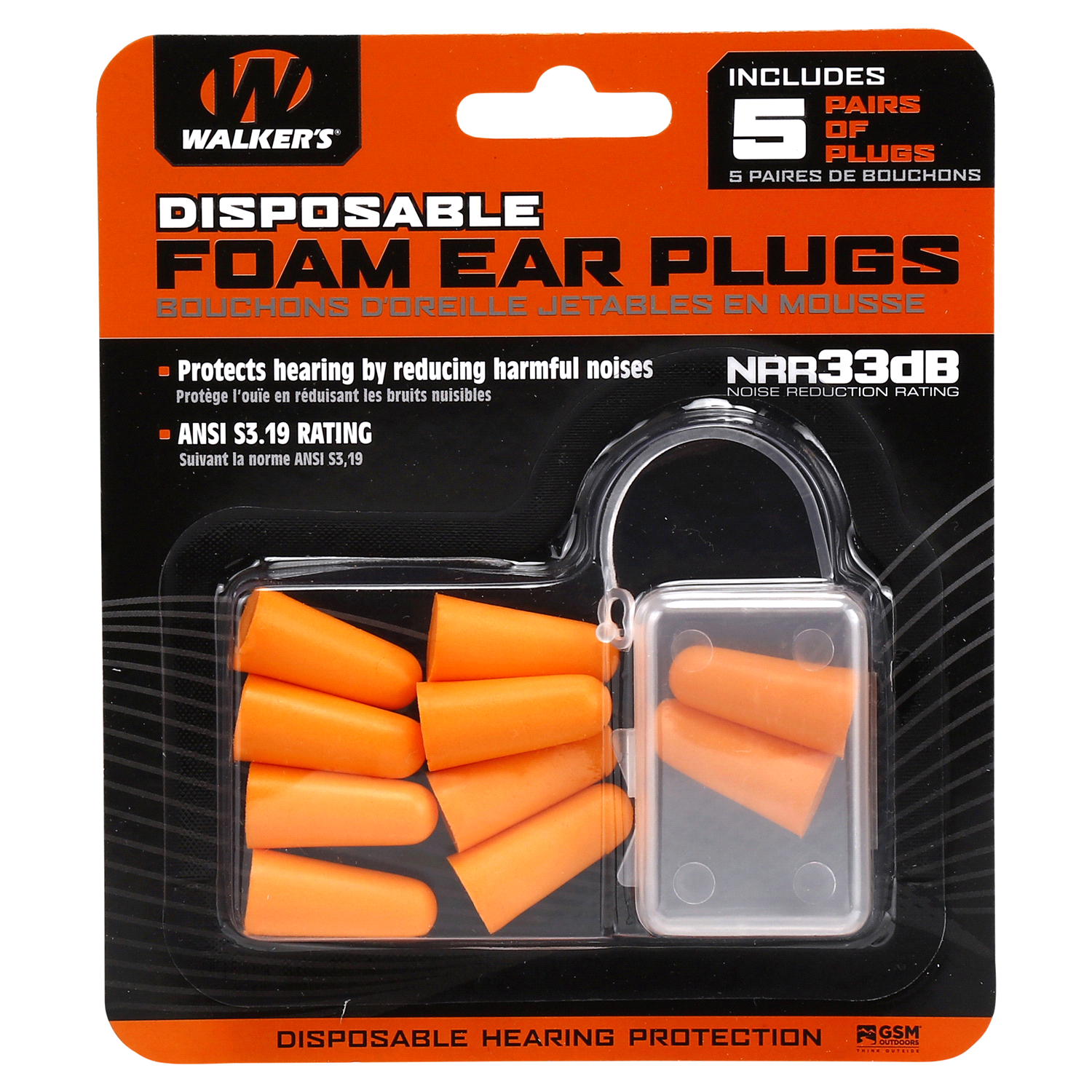 slide 1 of 2, Walker's Disposable Foam Ear Plugs, 5 Pair, 1 ct