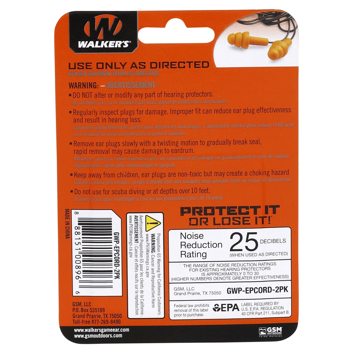 slide 2 of 2, Walker's Soft Foam Corded Ear Plugs, 2 Pair, 1 ct