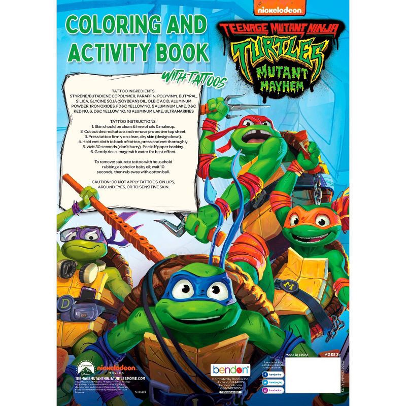slide 2 of 4, Bendon Teenage Mutant Ninja Turtles: Mutant Mayhem Coloring Book with Tattoos, 1 ct