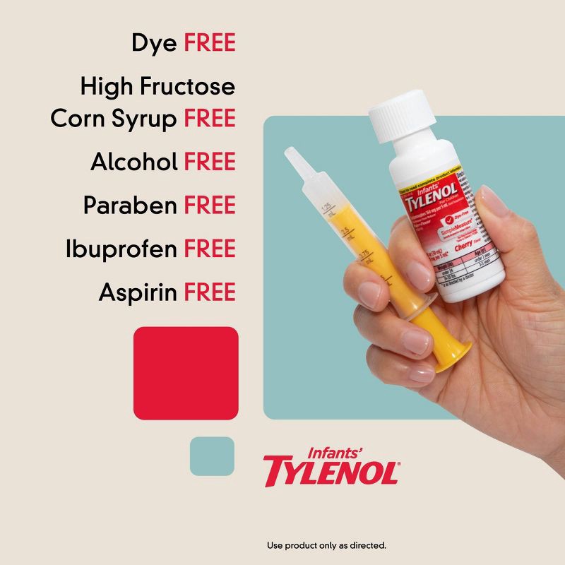 slide 4 of 11, Tylenol Infant Dye-Free General Pain Reliever - Cherry - 1 fl oz, 1 fl oz