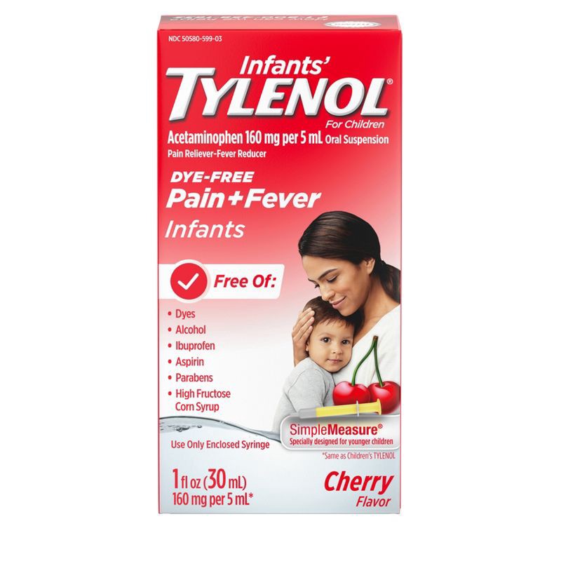 slide 1 of 11, Tylenol Infant Dye-Free General Pain Reliever - Cherry - 1 fl oz, 1 fl oz