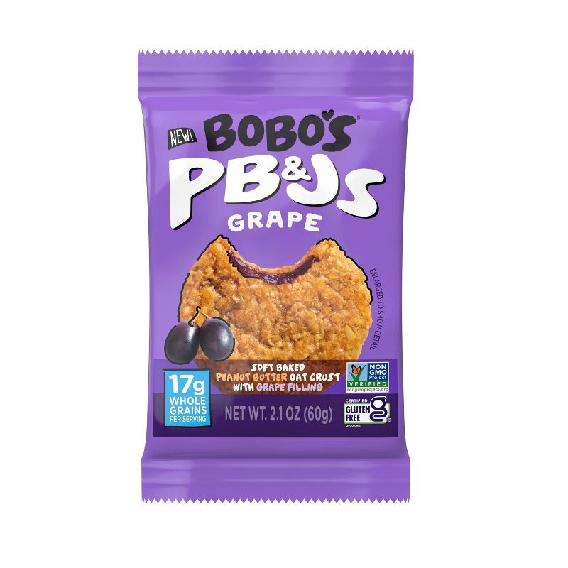 slide 6 of 8, Bobo's Oat Bars Bobo's PB&Js Grape Soft Baked Peanut Butter Oat Crust Bars - 8.4oz/4ct, 4 ct; 8.4 oz